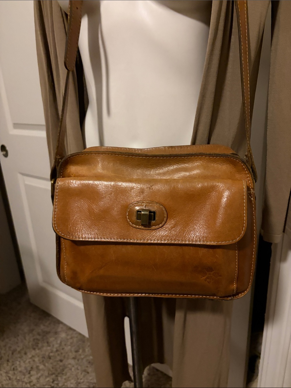 Patricia Nash Cognac Leather Messenger Crossbody